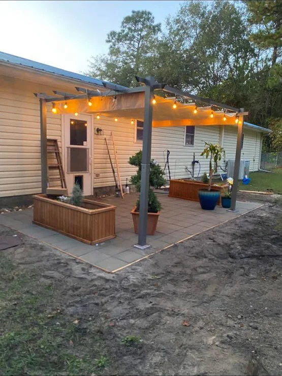Outdoor patio and house exterior