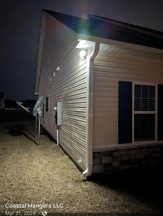 Exterior wall lighting at night