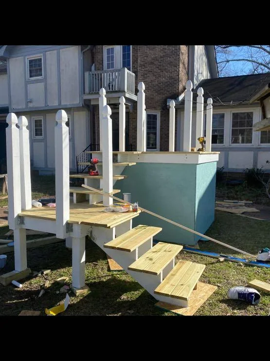 Exterior steps and deck